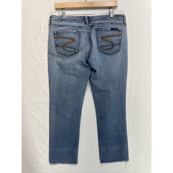 Seven7 Cropped Jeans Women’s Size 31 Blue Light Wash Stretch Denim - Picture 7 of 14